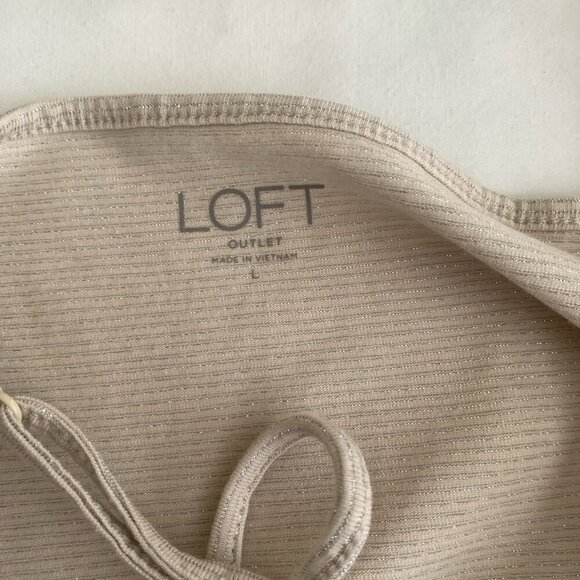 Loft Metallic Shimmer Cami Top Women’s Size Large Champagne Beige NWT - Picture 5 of 7